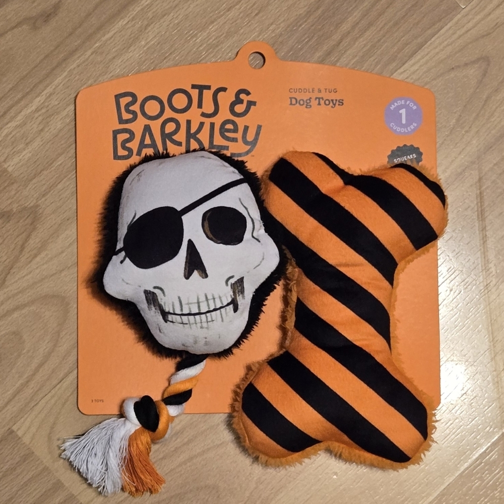 Boots & Barkley Pirate Skull and Striped Bone Dog Toy Set